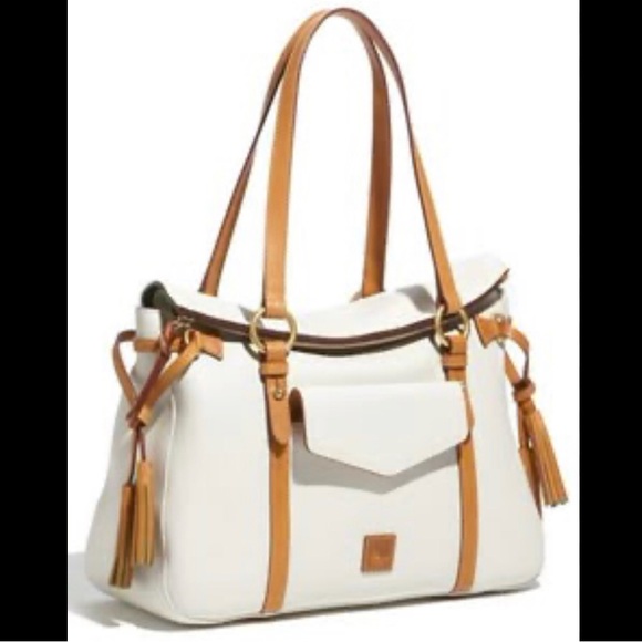 🌹🍃Dooney & Bourke White Leather Florentine Shopper Large Satchel~Shoulder Purse - Picture 13 of 14